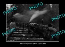 OLD LARGE HISTORIC PHOTO KELSO WASHINGTON VIW OF THE STEAM LOGGERS c1902 2 picture