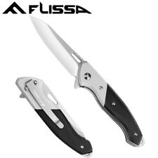Flissa Pocket Folding EDC Knife 4.5inch Blade Titanium Coating Ebony Wood Handle picture