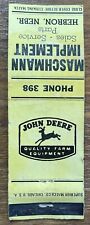 Vintage John Deere Dealer Matchbook Cover Hebron Nebraska Maschmann Implement picture