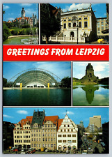 Postcard Greetings from Leipzig Germany Multi View Unposted 4x6 picture