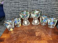 Vintage Germany Beehive Cordial & Shot Glass Set Hand Painted Garmisch picture
