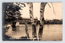 RPPC 1920'S. KENNEBEC RIVER, TOLL BRIDGE. NORTH ANSON, MAINE. POSTCARD KK13 picture