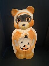 Vintage Empire 1990s Halloween Lighted Masked Teddy Bear Blow Mold W/ Pumpkin 24 picture