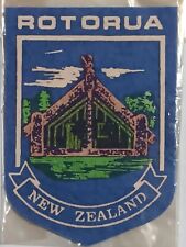 Rotorua New Zealand Vintage Printed Blue Felt Shield Patch Travel Souvenir New  picture