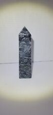 Large Larvikite Stone Tower 6” Natural Black Crystal Tower Point Rock picture