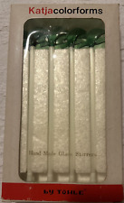 NOS VTG KATJA COLORFORMS HAND MADE  GLASS STIRRERS GREEN PALM TREES TOWLE 4PC picture