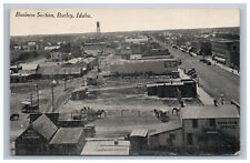Burley Idaho Business Section Birds Eye View Postcard Horses Business Buildings picture