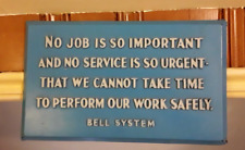 Vintage BELL SYSTEM Telephone Wall Office SIGN No Job is So Important PLASTI-VUE picture