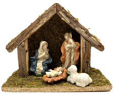 Christmas Nativity Set 5 Pieces with Wooden Stable Mayview Collection picture
