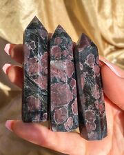 Natural Garnet in Arfvedsonite Stone Tower Single Point Crystal Wand Desk Decor picture