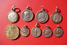 OLD ITALY BEAUTIFUL LOT OF 9 POPE MEDAL PENDANTS HOLY PROTECTION AGAINST EVIL picture