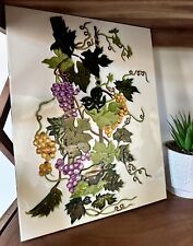 Vintage Grapevine Ceramic Hand-Painted Wall Plaque 14” x 11” picture