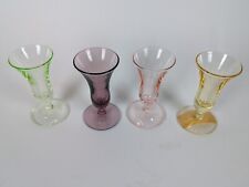 1963 Sherry Glasses 4 Multi Colored Mid Century Modern Wedding Gift Glass  picture