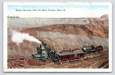 c1920s Mesaba Mountain Open Pit Mine Train Drill Virginia Minnesota MN Postcard picture