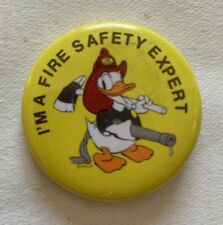 Vintage Disney Products I'm A Fire Safety Expert Donald Duck Fireman Pin 1984 picture