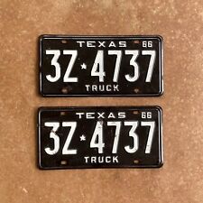 Vintage 1966 Texas Truck License Plates Pair picture