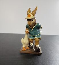 Easter Mr BUNNY Skating WITH GOOSE Figurine Resin 5