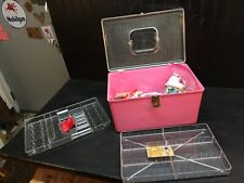Vintage Wilson Wil Hold Sewing Box Pink Plastic With Tray Thread Spools extras. picture