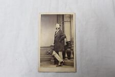CDV Middle Aged Man Standing At Banister With Top Hat And Long Coat Large Chops picture