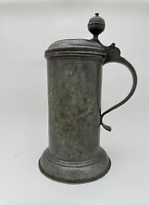 Antique German Engraved Crested Pewter Tankard Stein Mug 