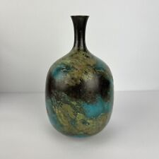Japanese Bronze Vase Patinated Verdigris Blue Green picture