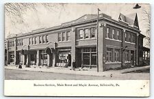 c1910 SELLERSVILLE PA BUSINESS SECTION MAIN STREET AND MAPLE AVE POSTCARD P4168 picture