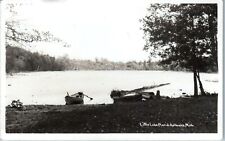 Vintage RPPC Postcard Kalkaska MI  Michigan Little Lake Placid Canoes picture