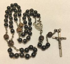 Exceptional Wood Bead Rosary Carved Our Father's Dates To The Mid 1800's picture