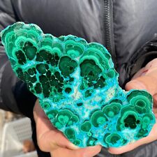 238g Natural Chrysocolla/Malachite transparent cluster rough mineral sample picture