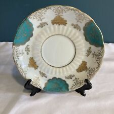 Vintage Royal Halsey Very Fine China~Saucer Green ~Gold picture