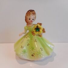 Vintage Retro Josef Originals Porcelain Figurine May Birthstone Doll Emerald picture