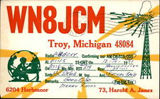 QSL WN8JCM 1971 Troy Michigan  Harold A Janes Globe Desk Antenna Lightening picture