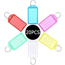 30pcs Plastic Key Tags with Split Ring Label Window Luggage Bag ID Name Keychain picture