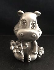  Pewter Hippopotamus Hippo Baby Highly Detailed Silver Metal Figurine U picture