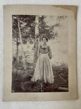 Antique Cabinet Photo Woman With Her Dog Standing By Trees Identified Matilda picture