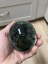 Vintage Kerry Glass Hand Blown PaperWeight  Green Swirl Globe  3” Made Ireland picture