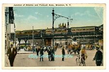 Brooklyn NYC NY - ELEVATED RAILROAD AT ATLANTIC & FLATBUSH AVENUE - Postcard picture