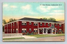 5.5x3.5 in. Linen postcard Hotel Walmor, Jacksonville, NC 1952 posted picture