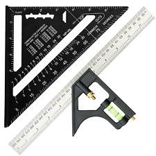 7 Inch Rafter Square and 12 Inch Combination Square Tool Set, Ruler Combo,Framin picture