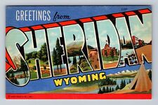 Sheridan WY-Wyoming, LARGE LETTER Greetings, Antique, Vintage Postcard picture