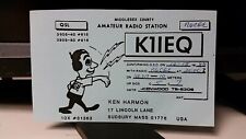 amateur ham radio QSL postcard K1IEQ comic Ken Harmon 1988 Sudbury Massachusetts picture