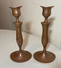 antique pair of 2 arts and crafts copper JB Jenning Bros candle stick holders picture