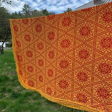 1970s Bates Dual King Size Bedspread Orange and Yellow Thick 120 X 114 Excellent picture