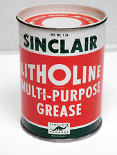 VINTAGE 1950'S NOS SINCLAIR LITHOLINE 1 POUND GREASE OLD TIN NEAR MINT picture