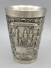 Vintage ZINN Becker Stuttgart German Pewter Wine Cup Glass Embossed Mug picture