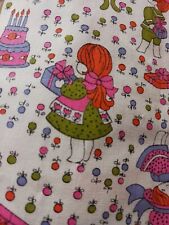 Vintage Fabric Birthday party Children 60s 70s Era sweet Face presents -one yard picture