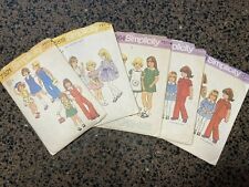 1970s Vintage Sewing Patterns Children’s Size 4,6 Simplicity,  Lot of 5 picture