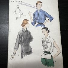 Vintage 1950s Vogue 7791 Collared Shirt Blouse Top Sewing Pattern 16 Small USED picture