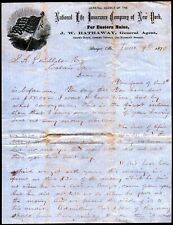 1870 Bangor Me - National Life Insurance Co of New York - Rare Letter Head Bill picture