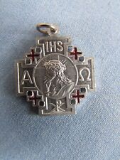 Antique Catholic crusader's cross Alpha Omega religious pendant charm picture